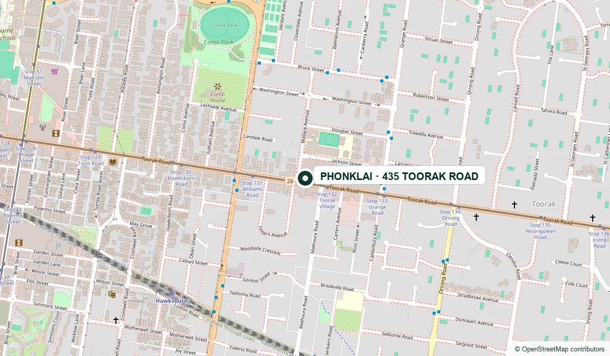 Map showing PHONKLAI at 435 Toorak Road, Toorak